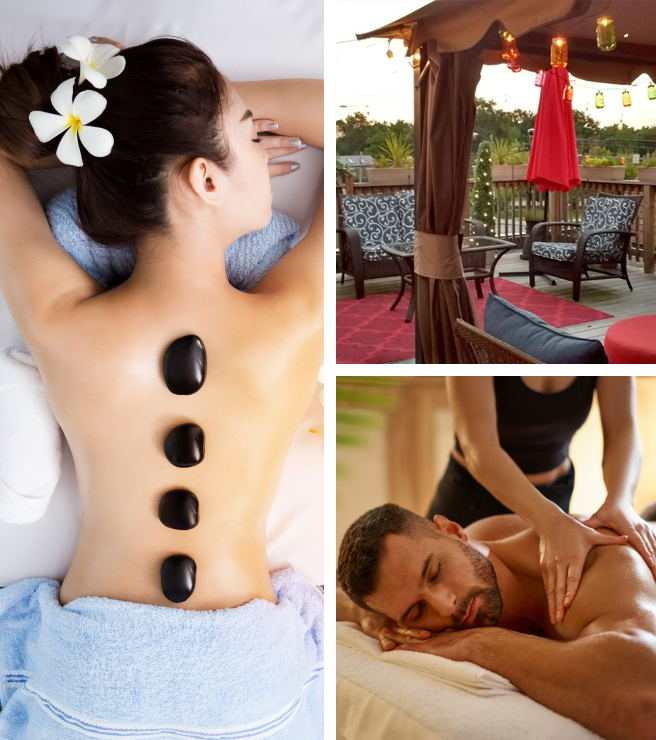 A collage of different types of massage.